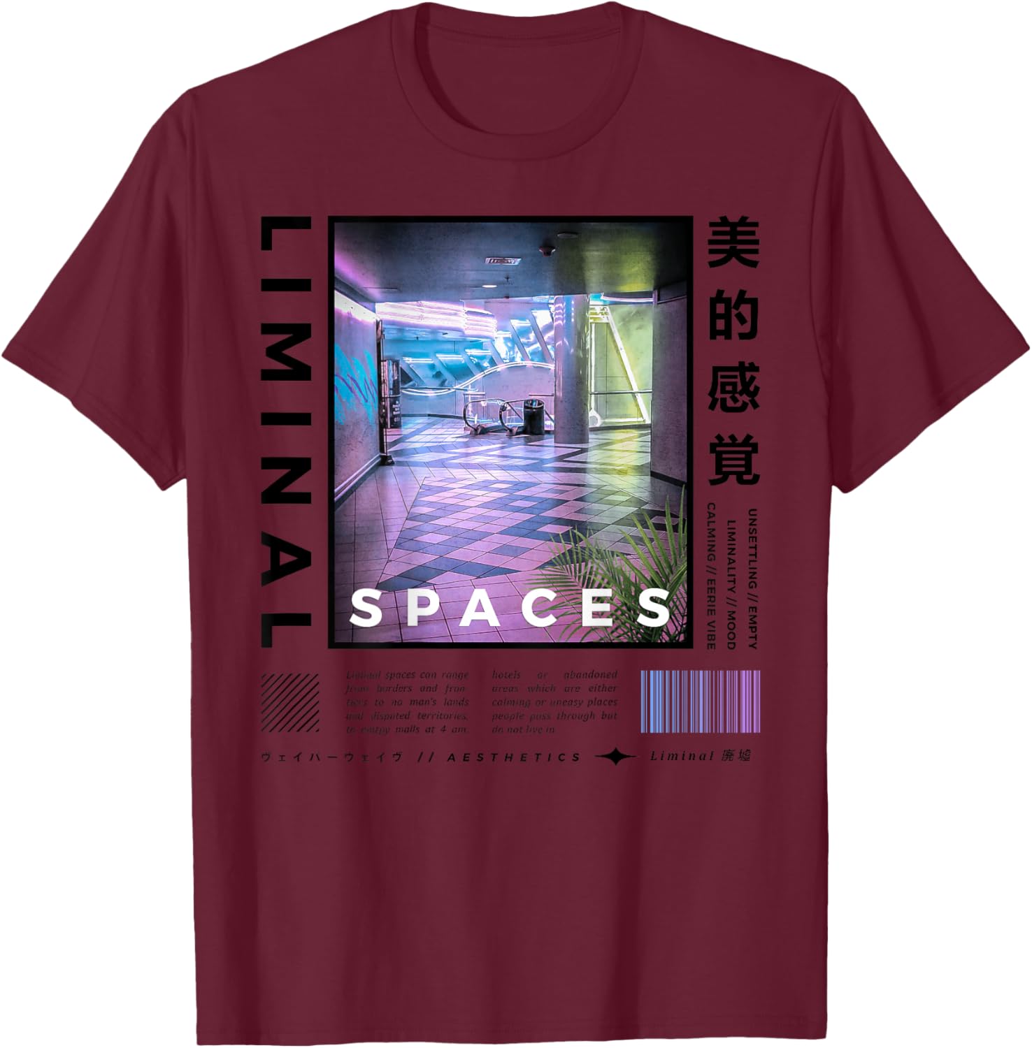 Liminal Spaces (BackPrint) Vaporwave Backrooms Pastel Goth T-Shirt - T-Shirt | Maroon