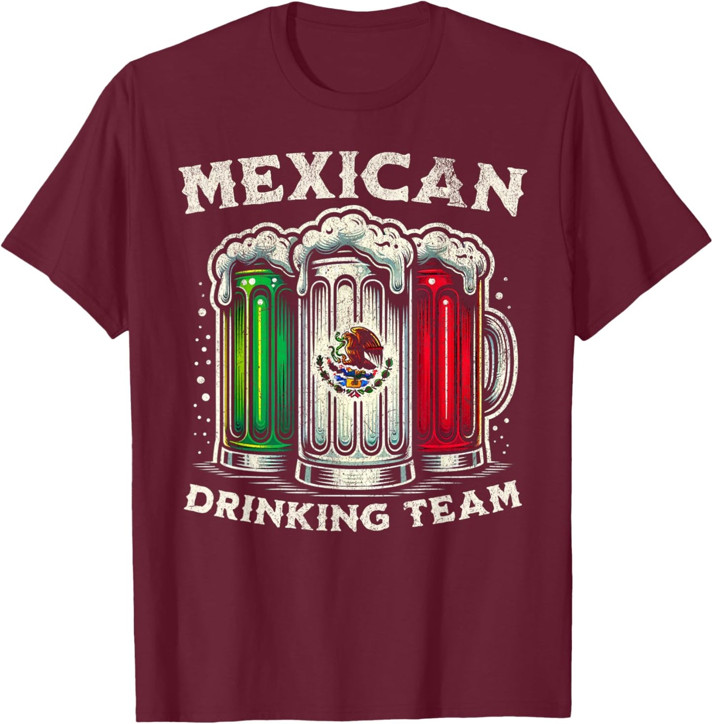 Official Mexican Flag Drinking Team - Funny Cinco de Mayo T-Shirt - T-Shirt | Maroon