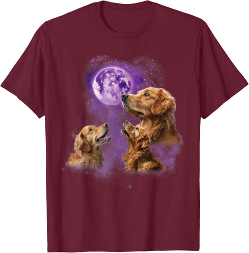 Funny Golden Retriever T Shirt - Howling at the Moon