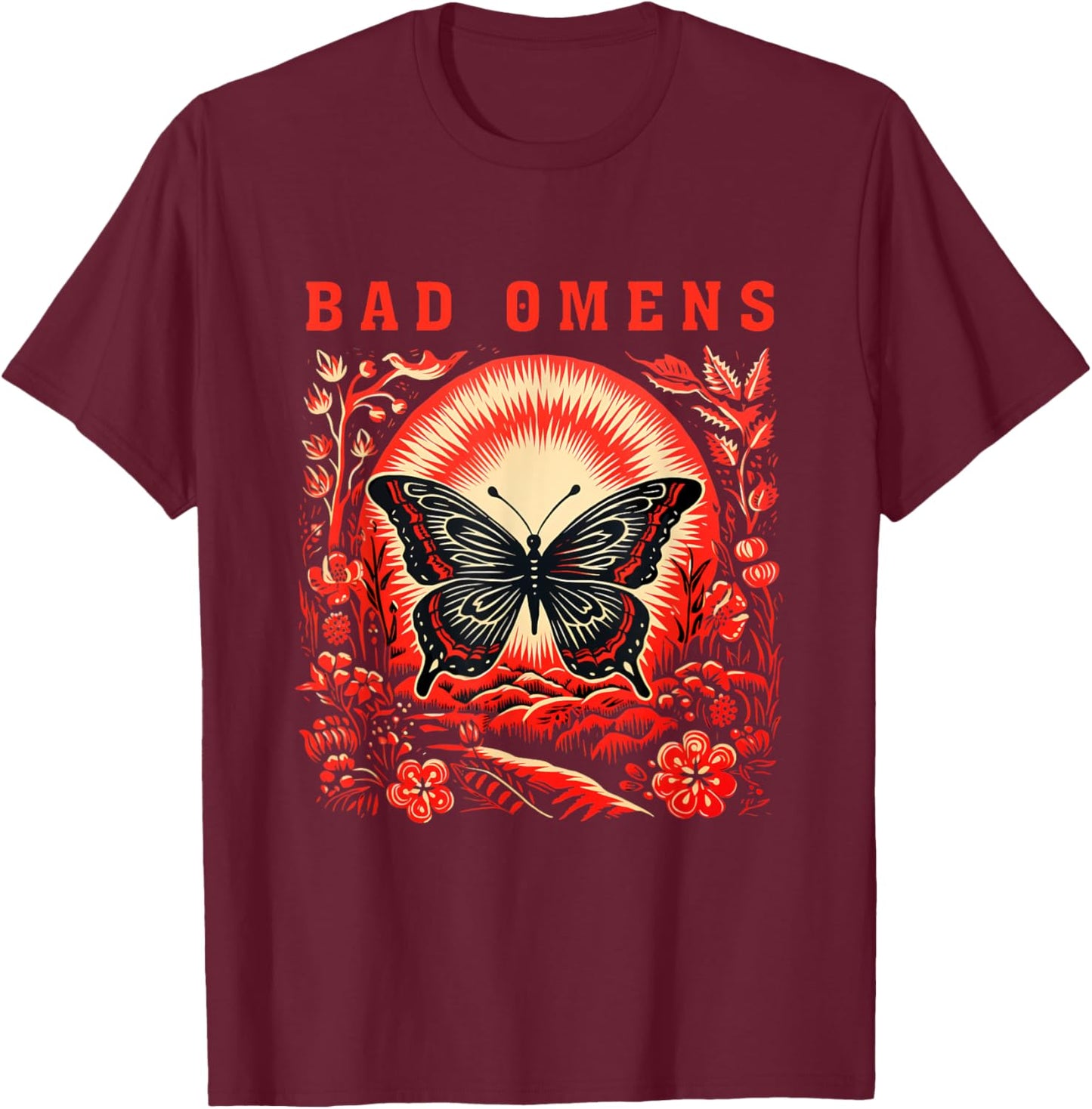 Bad Omens Moth T-Shirt - T-Shirt | Maroon