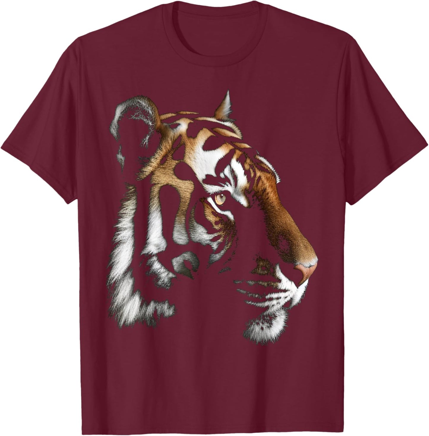 Tiger Artwork - Zoo Animal Tiger T-Shirt - T-Shirt | Maroon