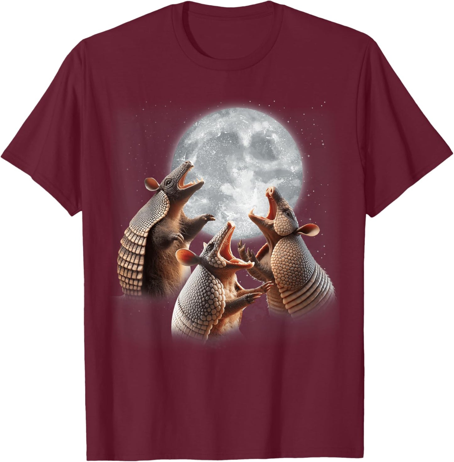 3 Armadillos Howling At The Moon Funny Armadillo Lover Kids T-Shirt - T-Shirt | Maroon