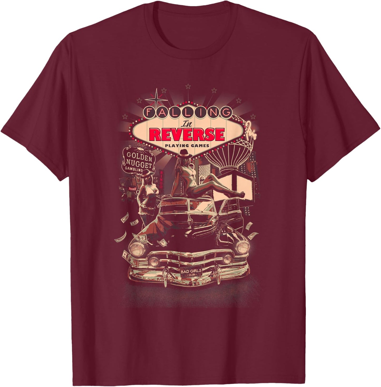 Falling in Reverse - Official Merchandise - Sin City Small T-Shirt - T-Shirt | Maroon
