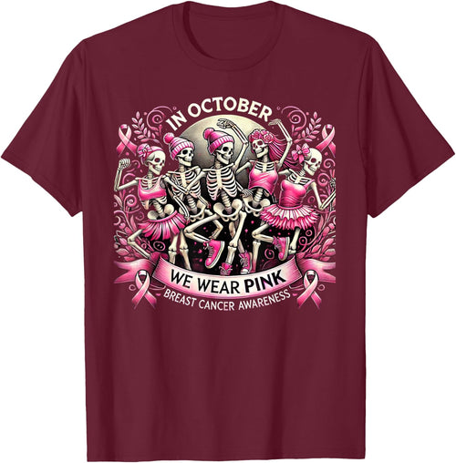 In October We Wear Pink Dancing Skeletons Breast Cancer