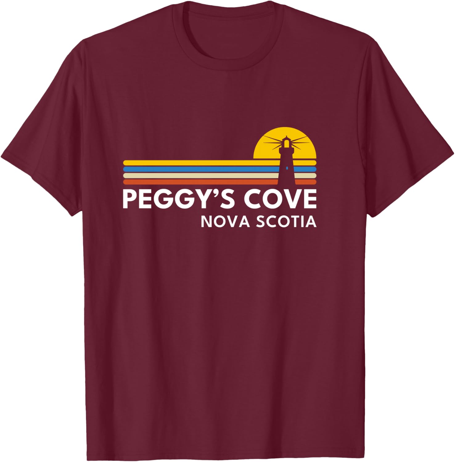 Peggy's Cove Nova Scotia Lighthouse Vintage Retro Souvenirs T-Shirt - T-Shirt | Maroon