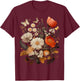 Vintage Pressed Flowers Butterflies Floral Boho Wildflowers T-Shirt - T-Shirt | Maroon