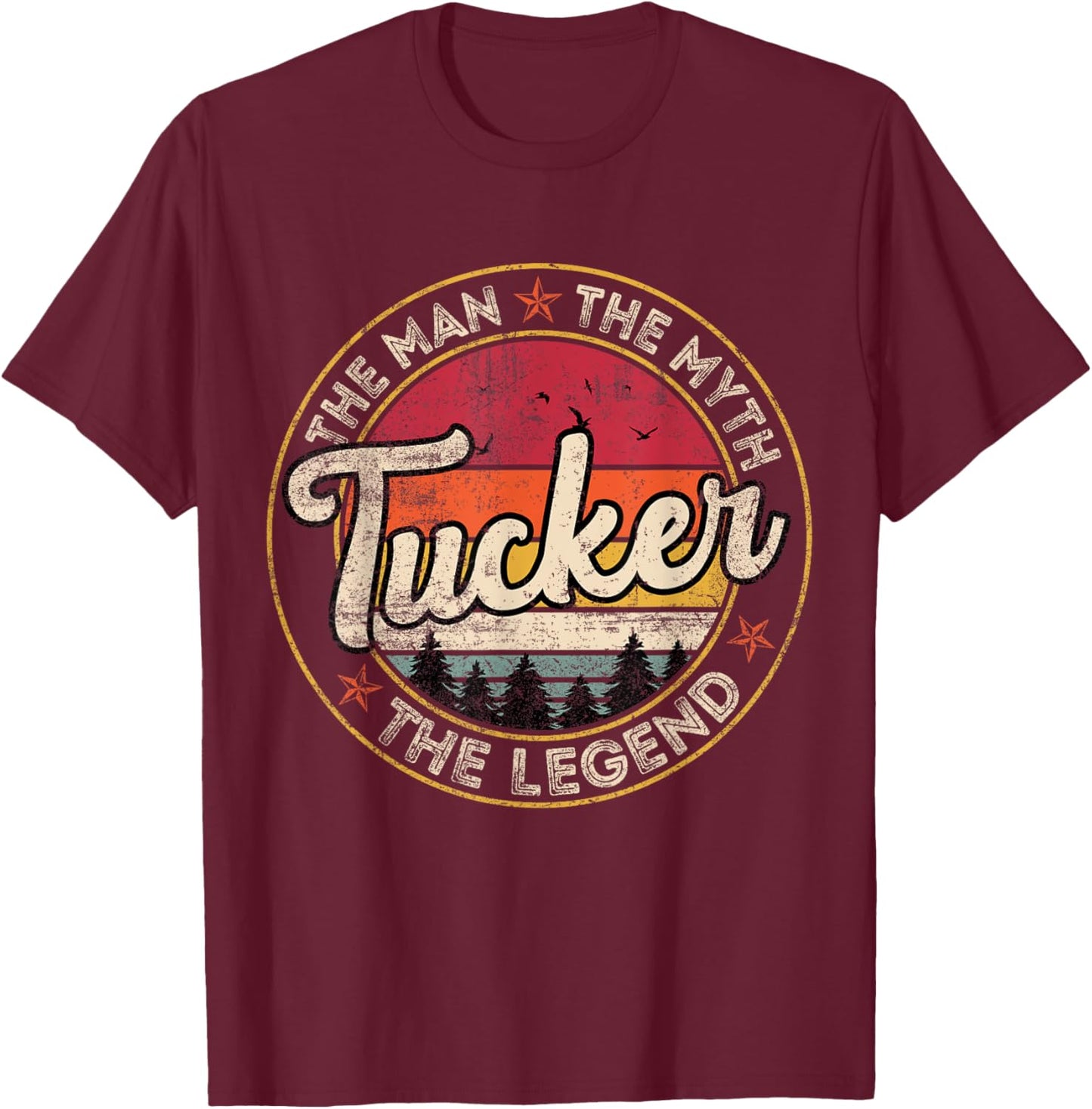 Tucker The Man The Myth The Legend Personalized Name T-Shirt - T-Shirt | Maroon