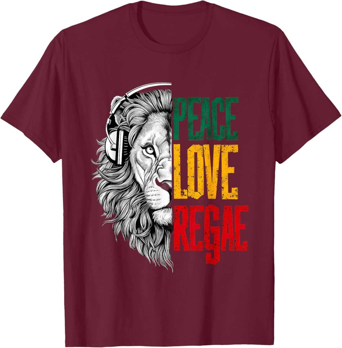 Rasta Reggae Lion of Judah Jamaican Rastafarian Roots T-Shirt - T-Shirt | Maroon