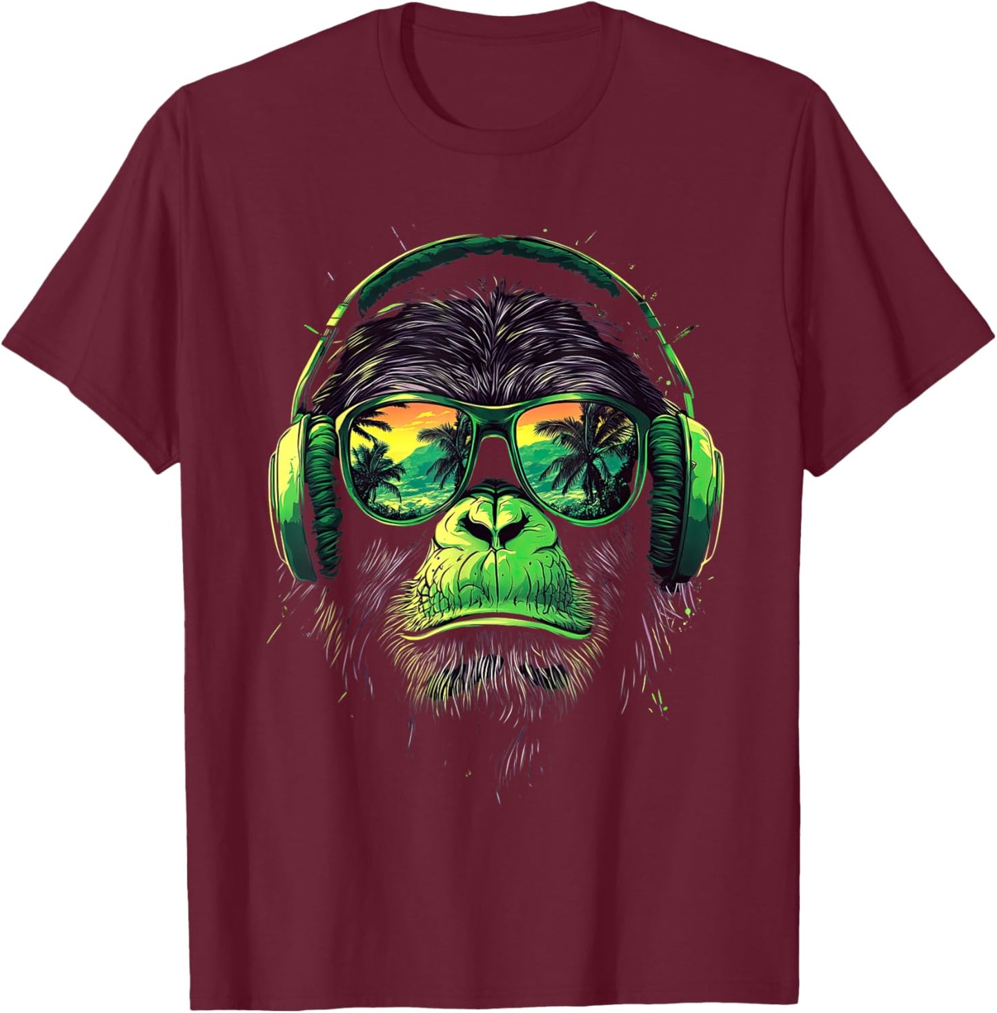 Funny Monkey with sunglasses cool Graffiti Urban art street T-Shirt - T-Shirt | Maroon