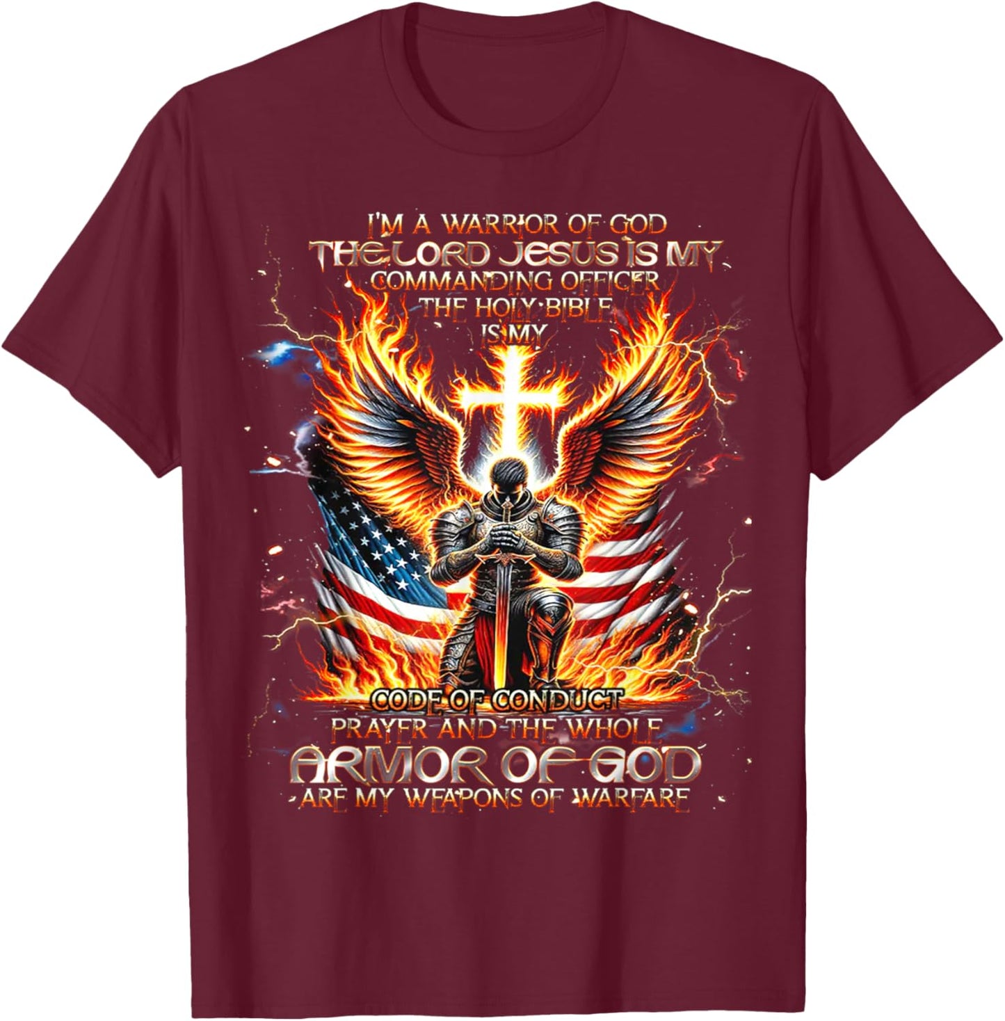 I'm A Warrior of God The Lord Jesus is My Commanding- Knight T-Shirt - T-Shirt | Maroon