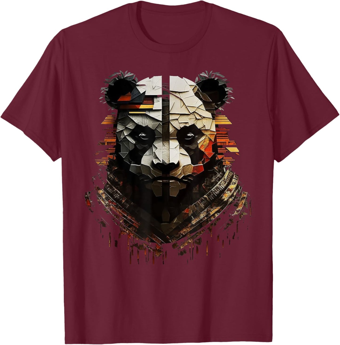 Panda Fantasy Animal Print Art Animal Lover Panda T-Shirt - T-Shirt | Maroon