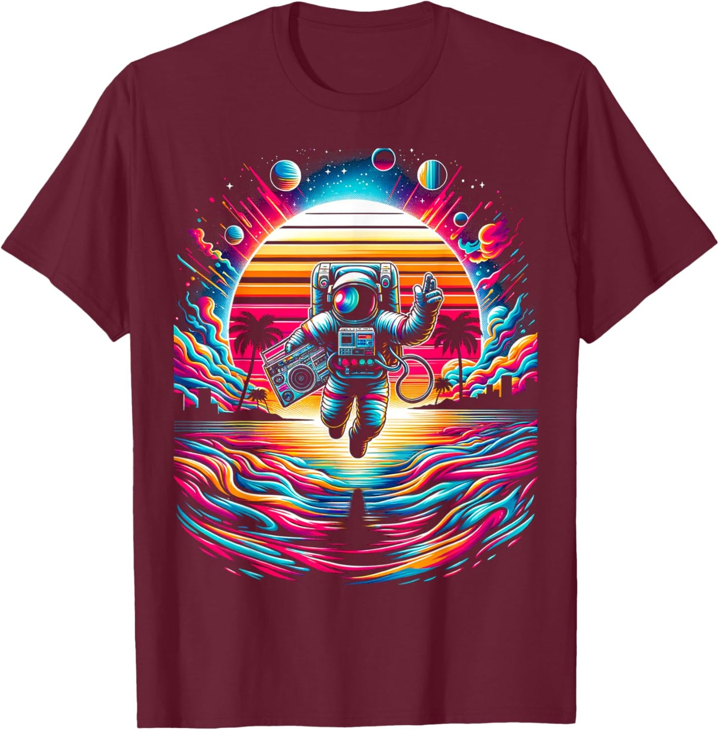 Flying Astronaut | Men Women XS - 6XL | Graphic T-Shirt - T-Shirt | Maroon