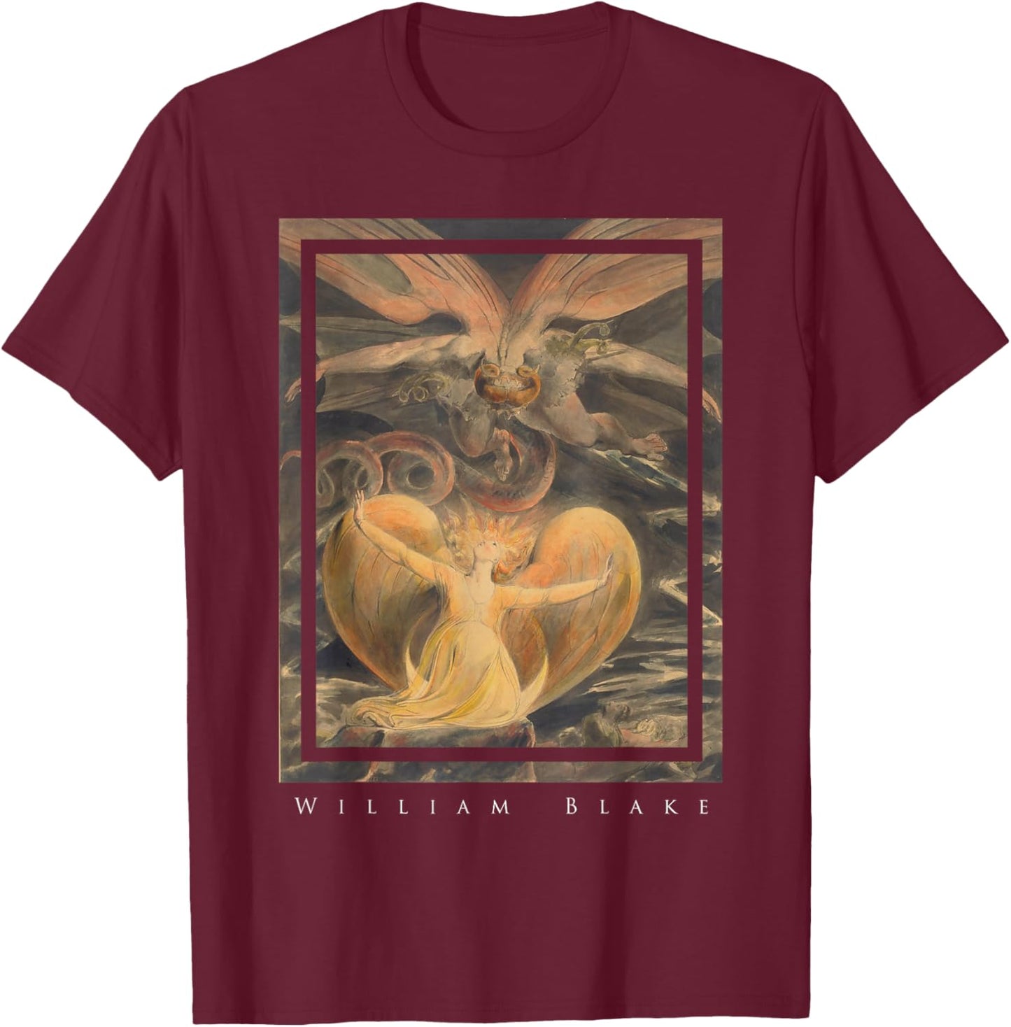 William Blake - The Red Dragon and the Woman Dressed in the Sun T-Shirt - T-Shirt | Maroon