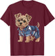 Cute Yorkshire Terrier Denim Outfit Yorkie Owner Dog Lover Men Women Kids T-Shirt - T-Shirt | Maroon