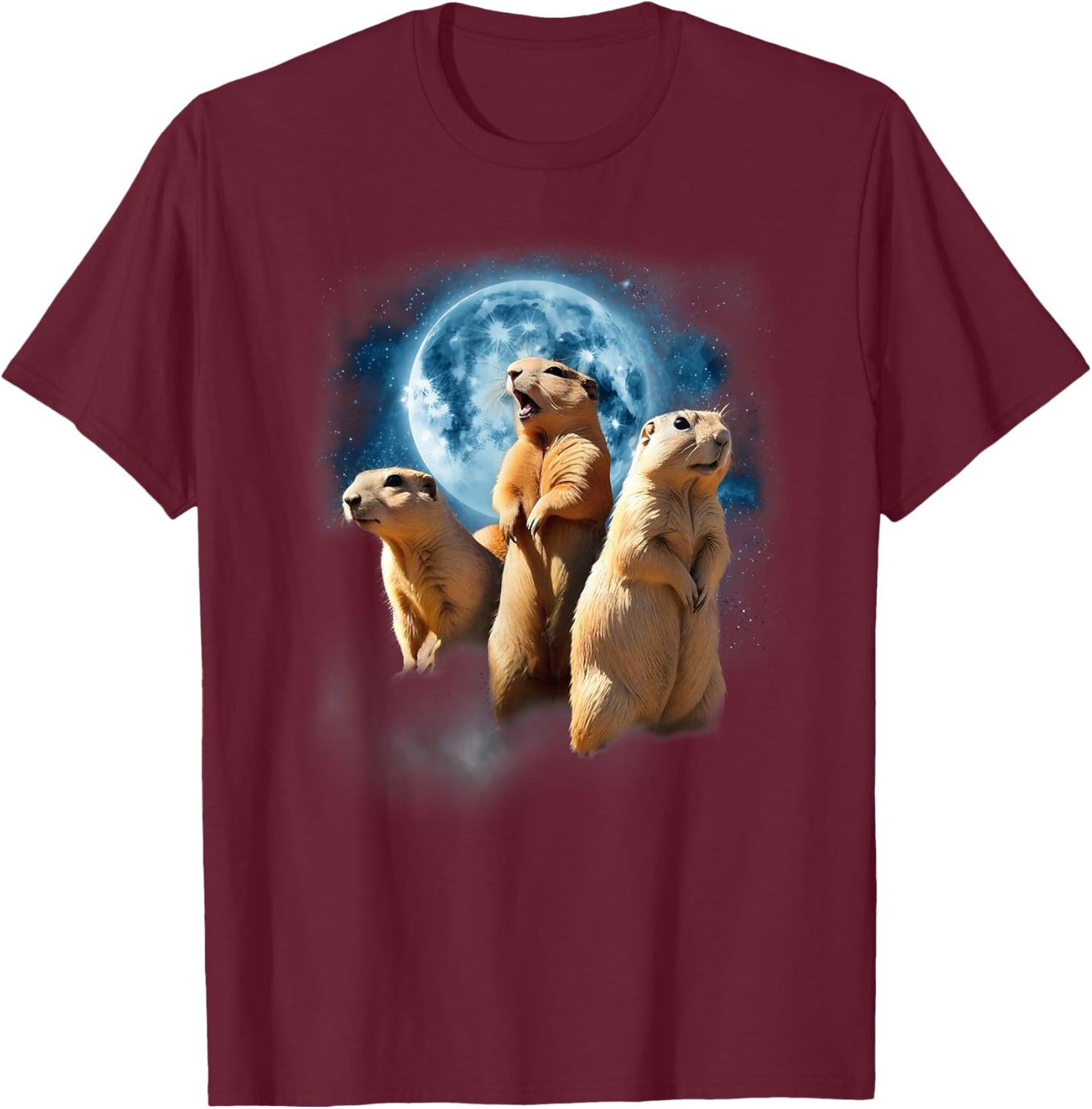 Prairie Dog Shirt - Howling at the Moon Prairie Dog Men Women Kids T-Shirt - T-Shirt | Maroon