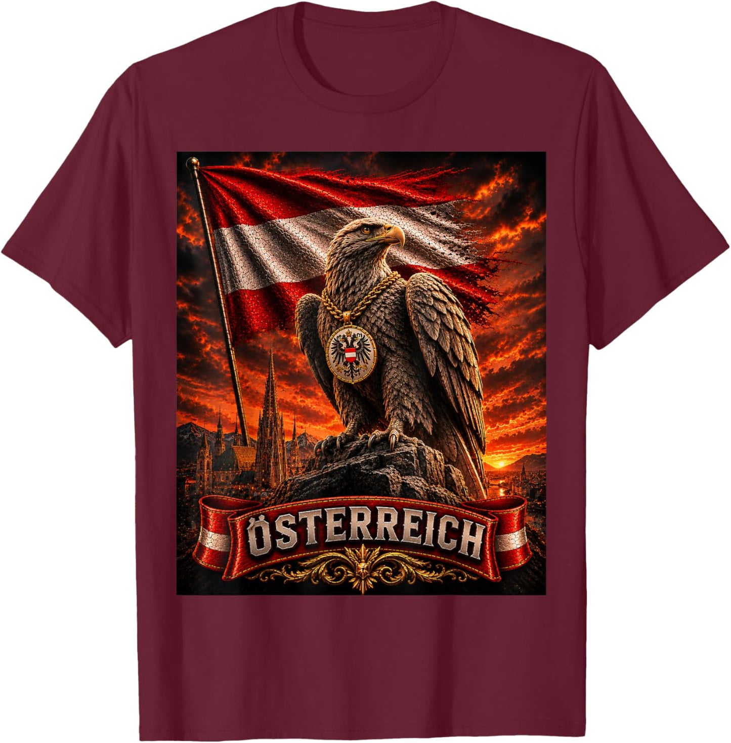 Österreich Shirt Herren & Damen Trikot Austria Adler T-Shirt - T-Shirt | Maroon