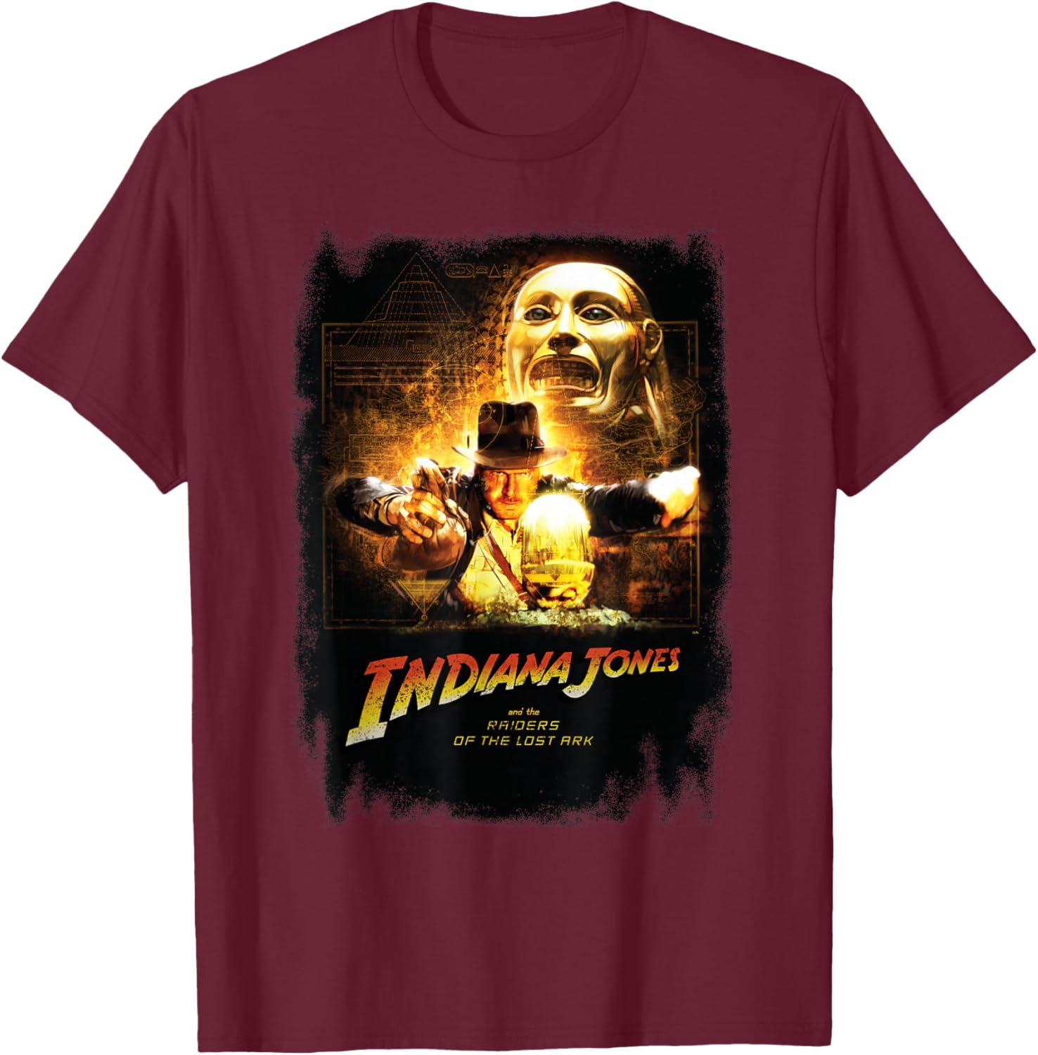 Lucasfilm Indiana Jones Raiders of The Lost Ark Idol Scene T-Shirt - T-Shirt | Maroon