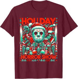 Holiday Horror Show - Slasher and Christmas Fusion T-Shirt - T-Shirt | Maroon
