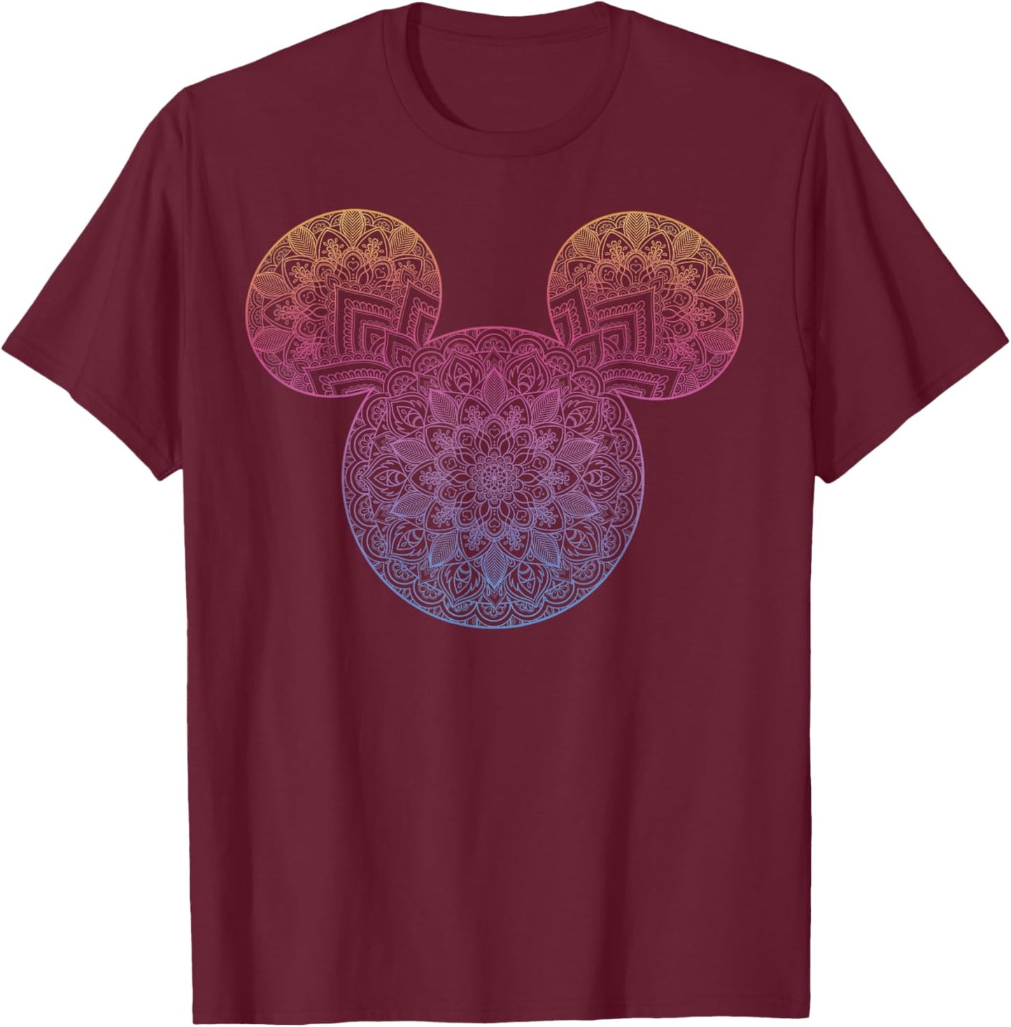 Disney Mickey and Friends Mandala Mickey Ears Small T-Shirt - T-Shirt | Maroon