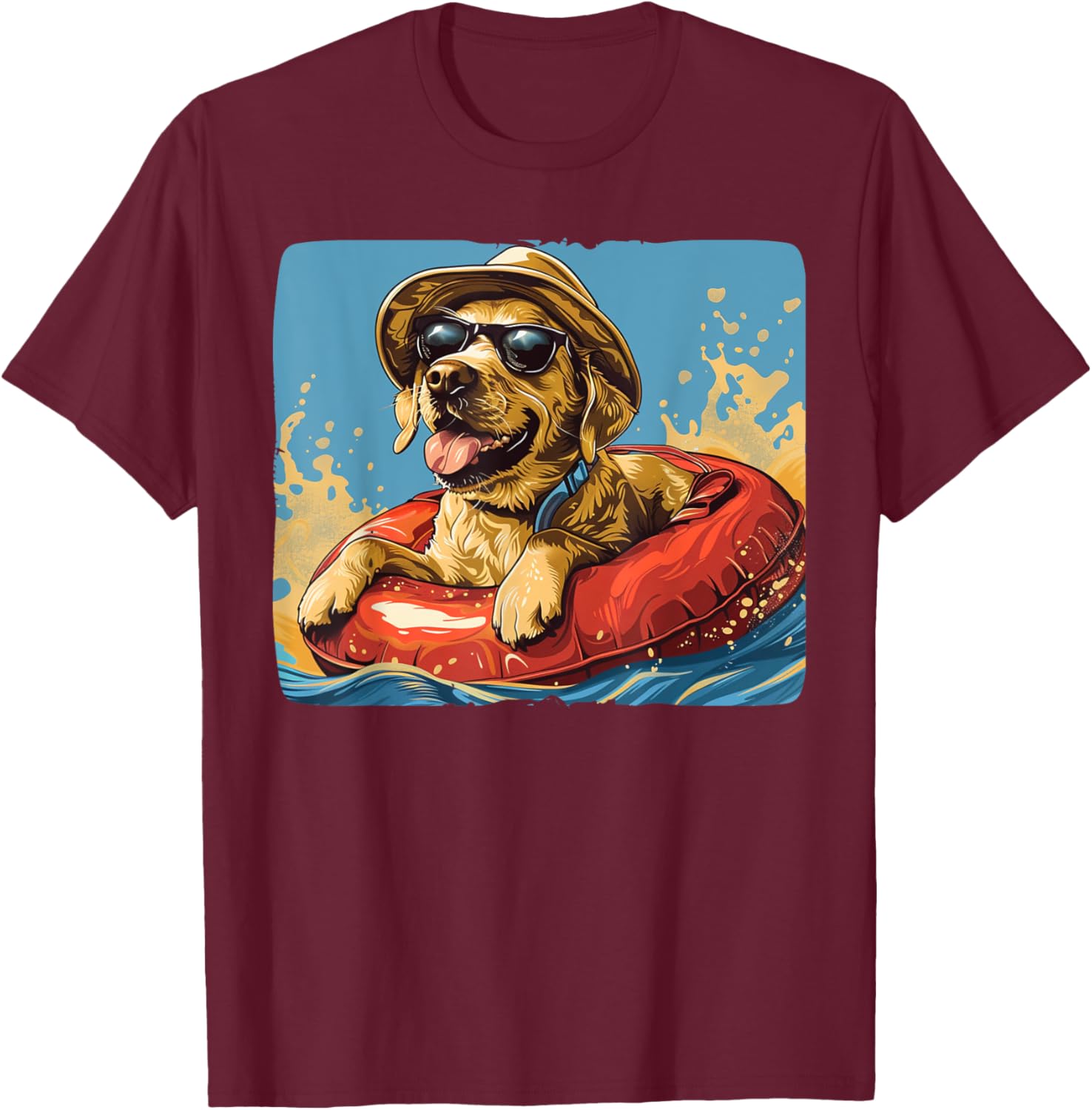 Awesome River tubing Outfit for Dogs and Pets Lovers T-Shirt - T-Shirt | Maroon