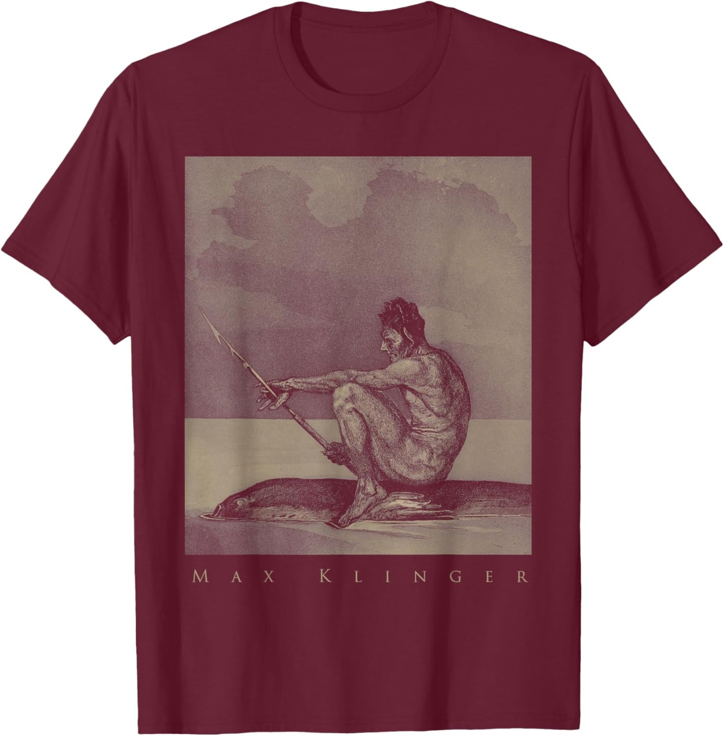 Max Klinger - Second future fish Art Symbolism Mysticism T-Shirt - T-Shirt | Maroon