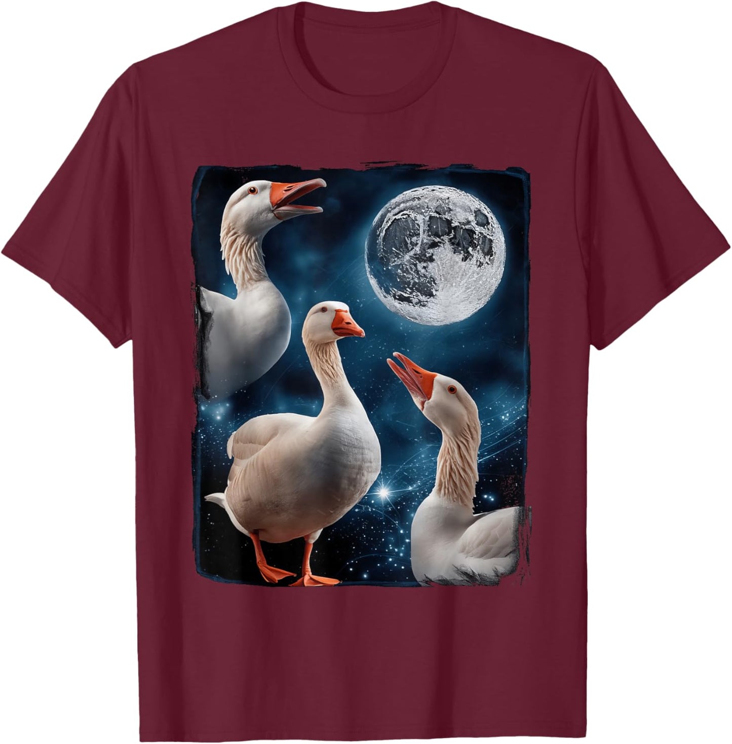 Goose Howling At Moon T-Shirt - T-Shirt | Maroon