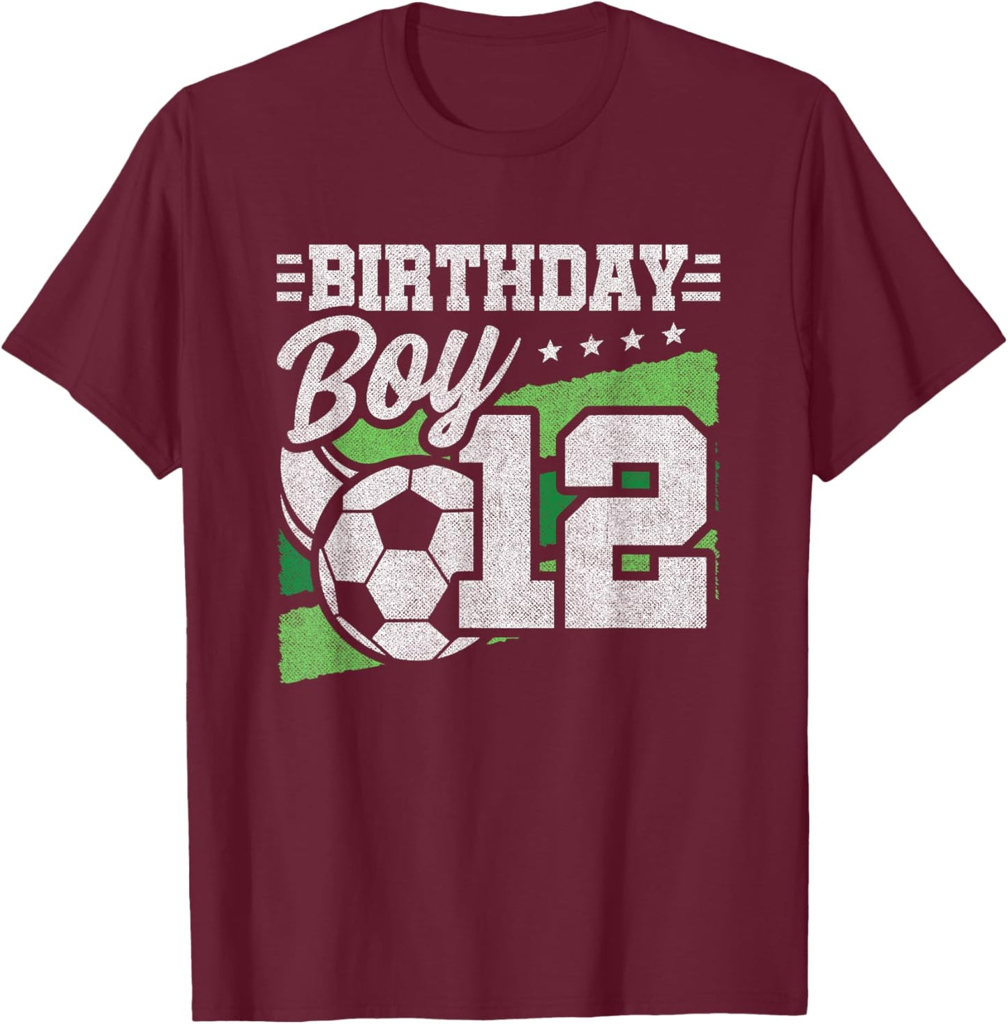 12 Year Old Soccer Birthday - Boys 12th Birthday Soccer T-Shirt - T-Shirt | Maroon