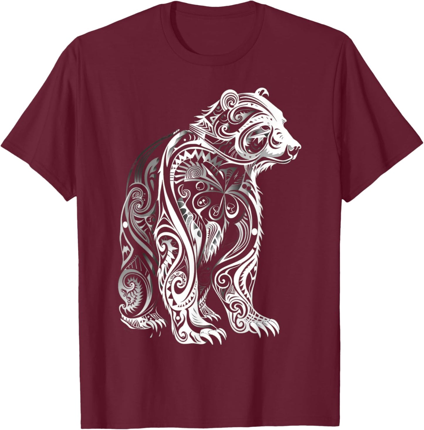 Bear Tribal Vintage Retro Graphic T-Shirt - T-Shirt | Maroon