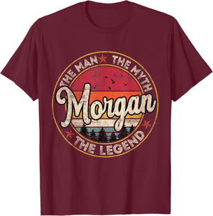 Morgan The Man The Myth The Legend Personalized Name T-Shirt - T-Shirt | Maroon