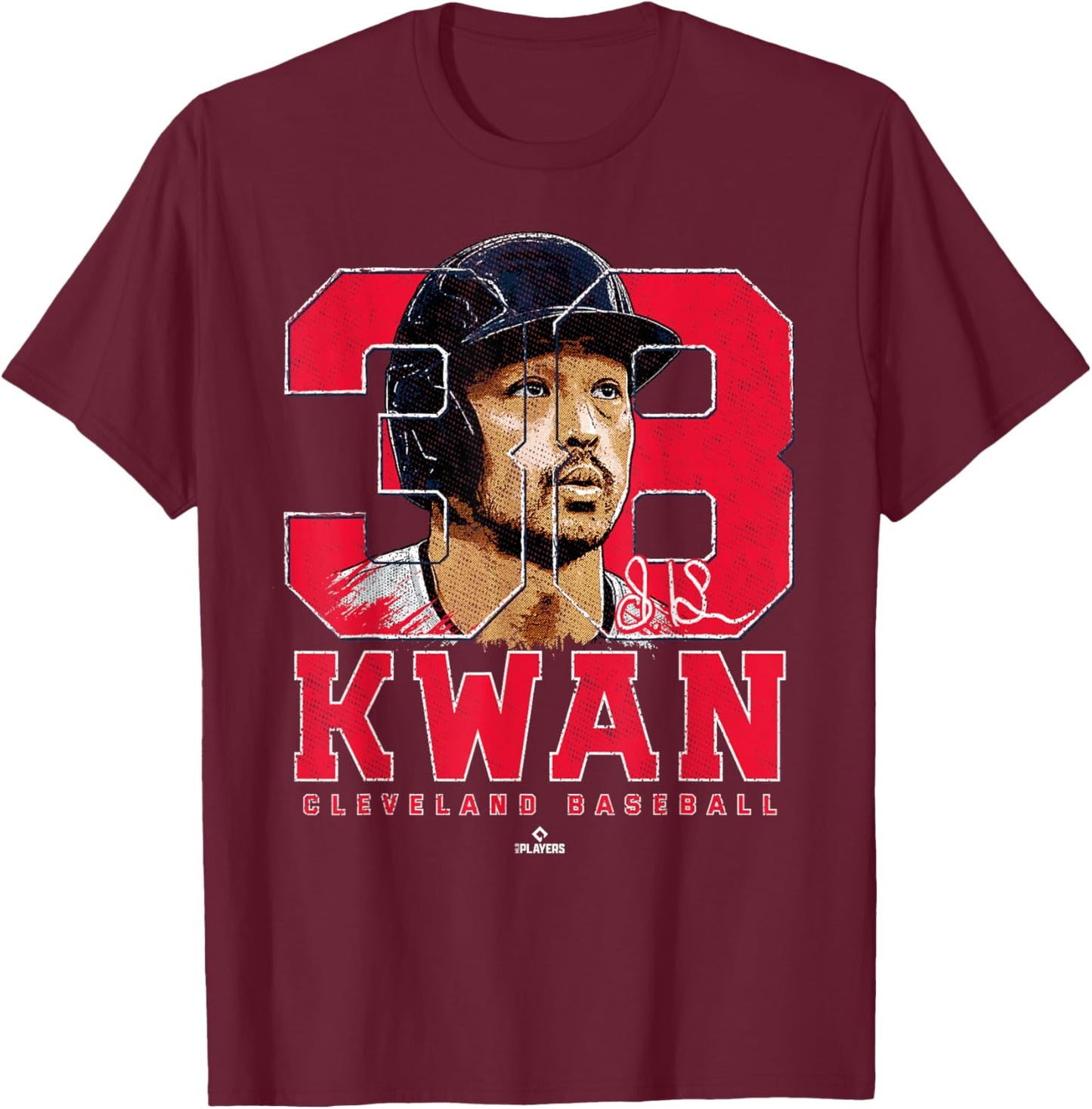 Silhouette Steven Kwan Cleveland MLBPA T-Shirt - T-Shirt | Maroon