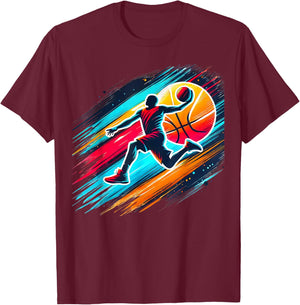 Cool Boys Basketball Shirts Men Kids Boys 10-12 12-14 Gifts T-Shirt - T-Shirt | Maroon