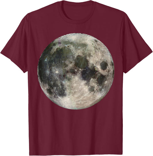 Full Moon Phase Space Love Photography Astronomy T-Shirt - T-Shirt | Maroon