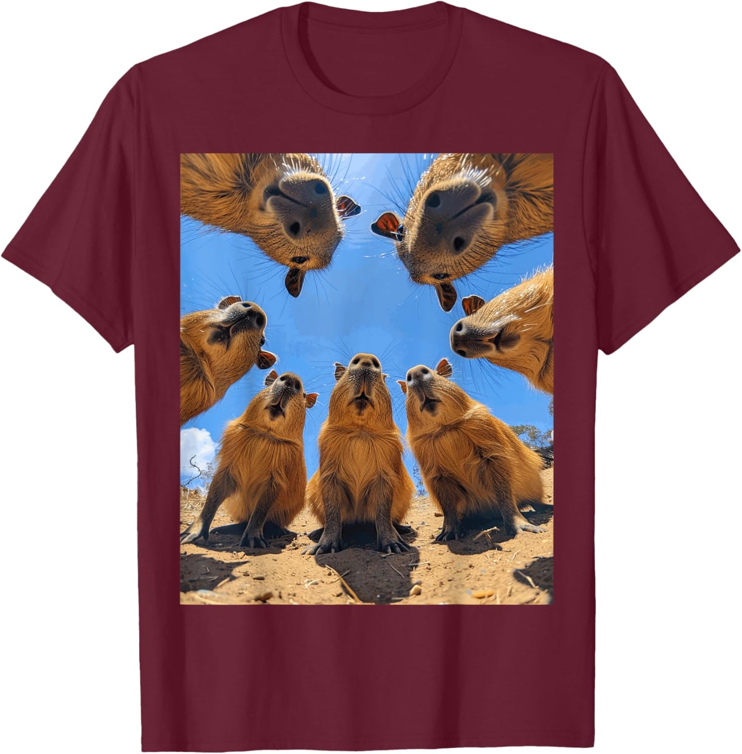 Funny Graphic Capybara T-Shirt - T-Shirt | Maroon