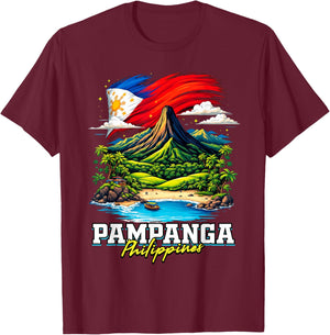 Pampanga Philippines Souvenir Filipino Flag T-Shirt - T-Shirt | Maroon