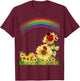 Ladybugs With Rainbows and Sunflowers Ladybug Design T-Shirt - T-Shirt | Maroon
