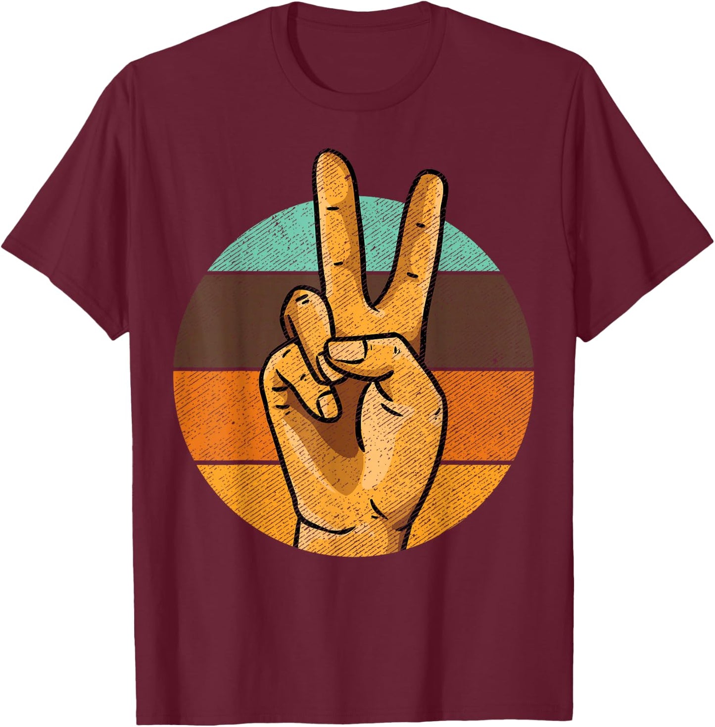 Retro Peace Vintage 60's 70's Hippie Gift T-Shirt - T-Shirt | Maroon