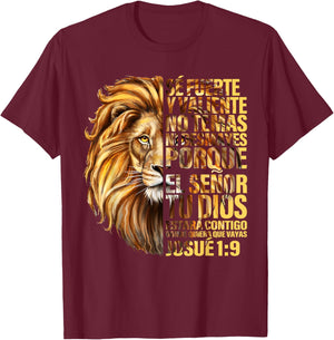 Spanish Christian Bible Verse Se Fuerte Y Valiente Josue 1:9 T-Shirt - T-Shirt | Maroon
