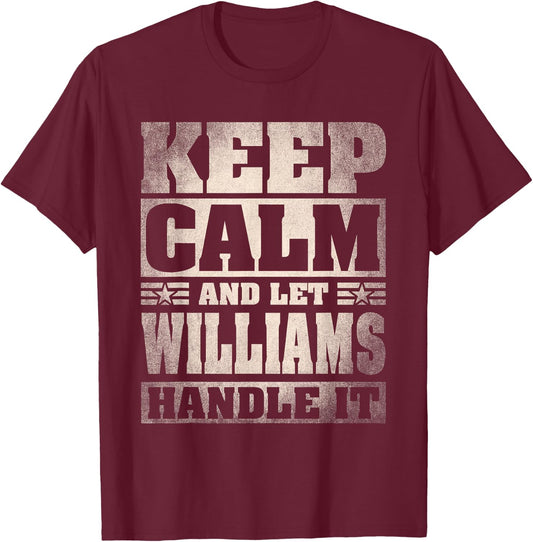 Williams Name Shirt Personalized Williams Last Name T-Shirt - T-Shirt | Maroon