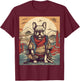 Vintage Japanese Art Samurai French Bulldog T-Shirt - T-Shirt | Maroon