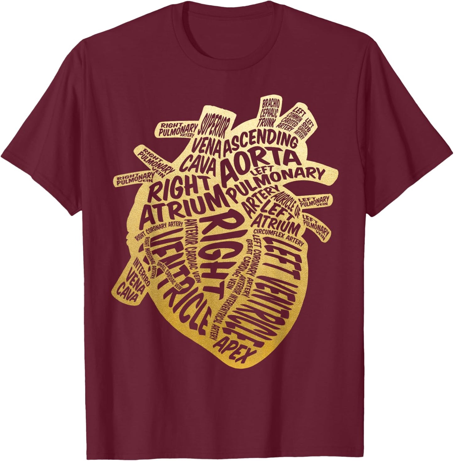 Cardiac Stethoscope Anatomical Heart Cardiac Nurse T-Shirt - T-Shirt | Maroon