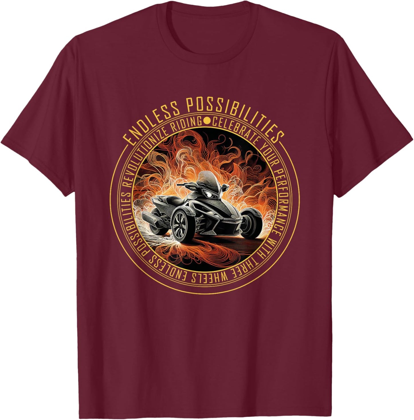 Triker Motorcycle Three-Wheel T-Shirt - T-Shirt | Maroon
