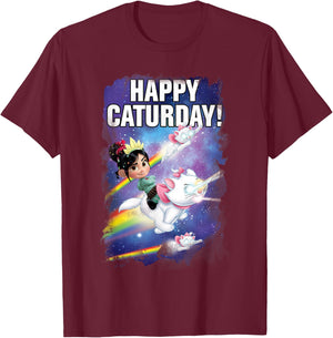 Disney Wreck-It Ralph Happy Caturday Vanellope & Marie Space T-Shirt - T-Shirt | Maroon