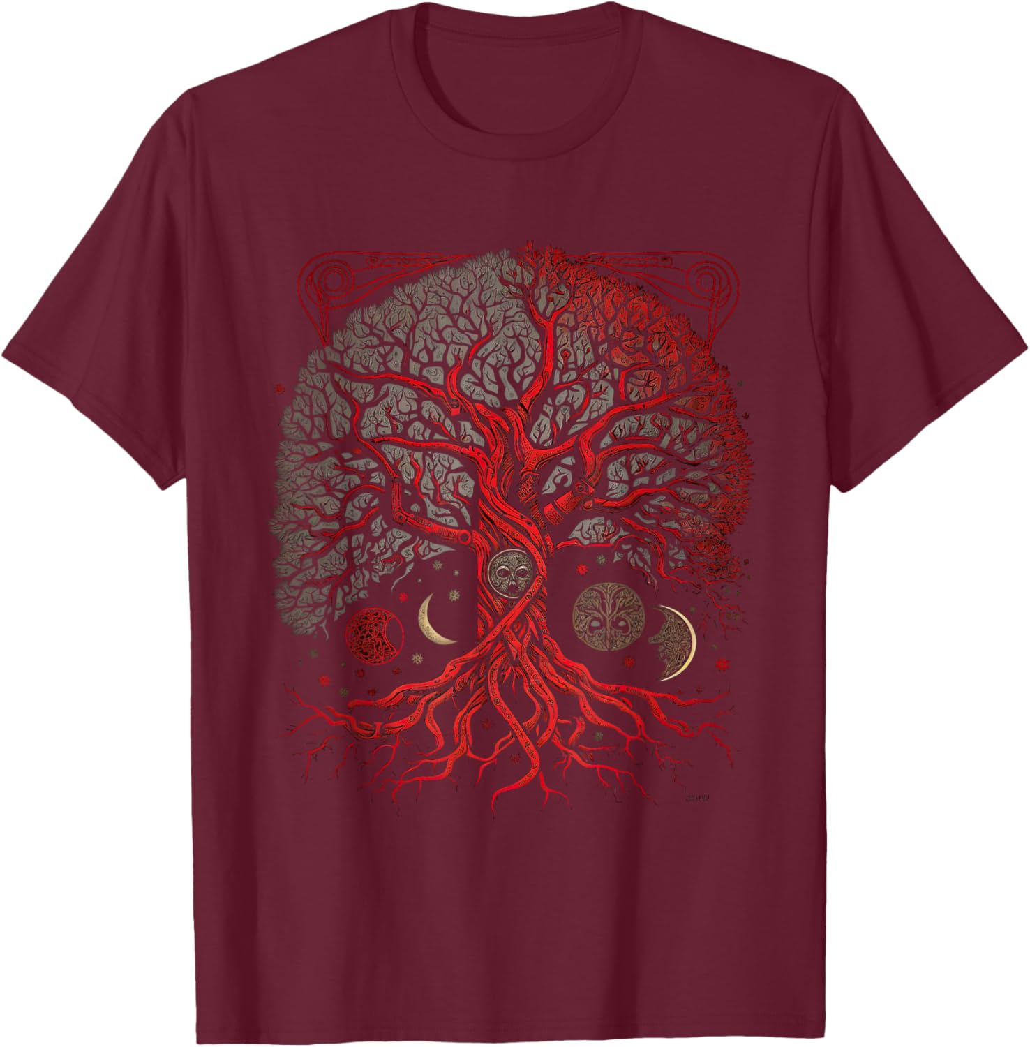 Tree of Life Viking Midgard Thor Walhalla T-Shirt - T-Shirt | Maroon