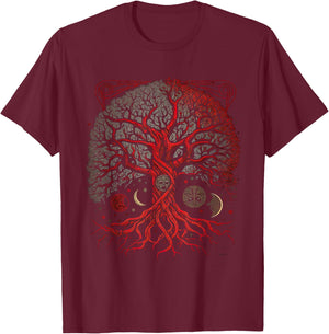 Tree of Life Viking Midgard Thor Walhalla T-Shirt - T-Shirt | Maroon