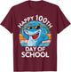 Happy 100th Day of School Gift Shark Lover Student Teacher Men Women Kids T-Shirt - T-Shirt | Maroon