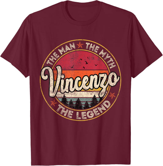 Vincenzo The Man The Myth The Legend Personalized Name T-Shirt - T-Shirt | Maroon