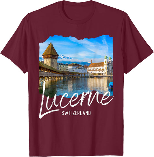 Lucerne Switzerland Souvenir Store Black -Adults T-Shirt - T-Shirt | Maroon