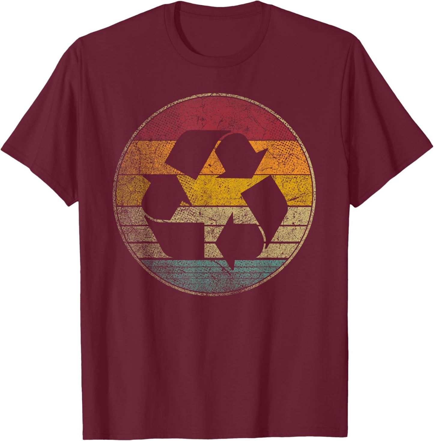 Recycle Logo Earth Day Nature Planet Conservation Retro Gift T-Shirt - T-Shirt | Maroon