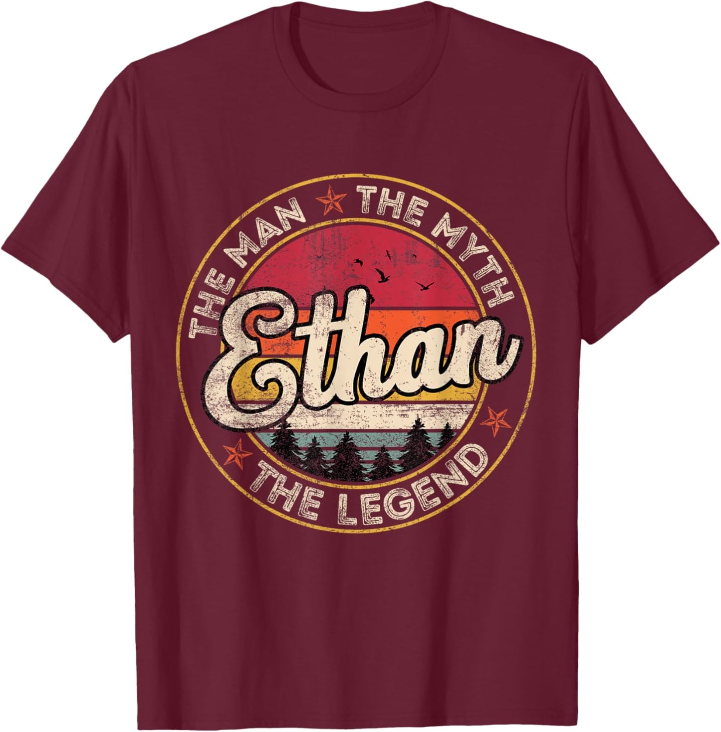Ethan The Man The Myth The Legend Personalized Name T-Shirt - T-Shirt | Maroon