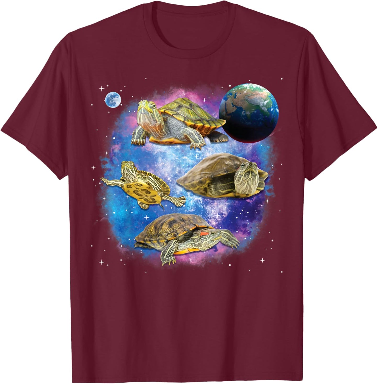 Red Eared Slider in Space, Funny Red Eared Slider T-Shirt - T-Shirt | Maroon